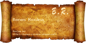 Benes Roxána névjegykártya